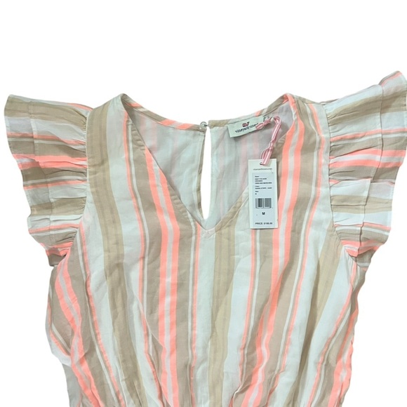 NEW Vineyard Vines Dress Medium Striped V Neck Striped Dress Sand Summer $189 - Picture 6 of 11